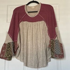 Altar'd State Boho Poncho in Cream and Rose Size M
